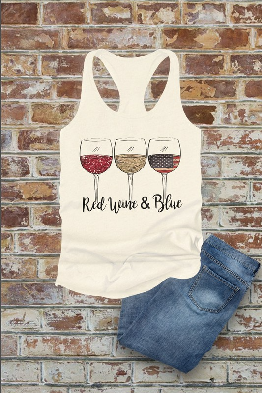 Red Wine & Blue, Fourth of July, Women Fit Fitted Racerback Tank Top