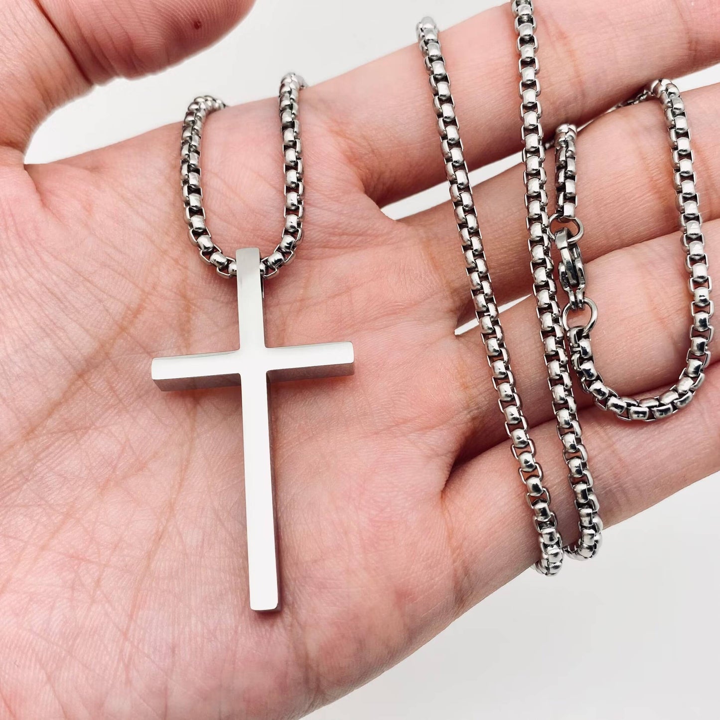 Glossy Cross Stainless Steel Pendant Necklace - MJ/MNP: Golden