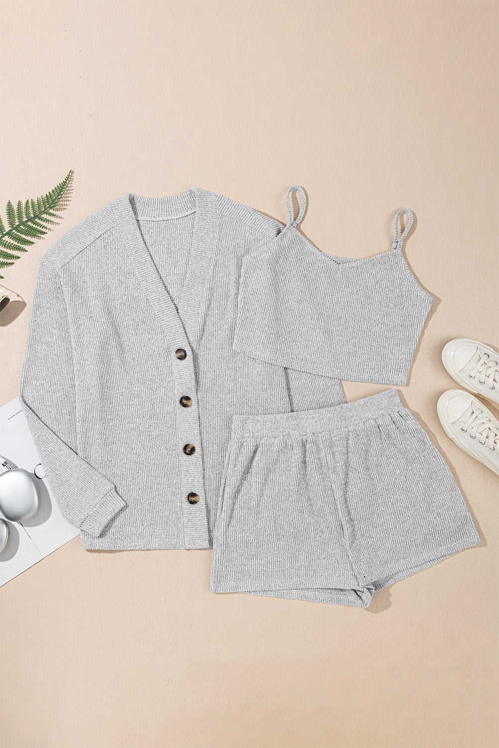 Grey 3 Pc Sleepwear Set