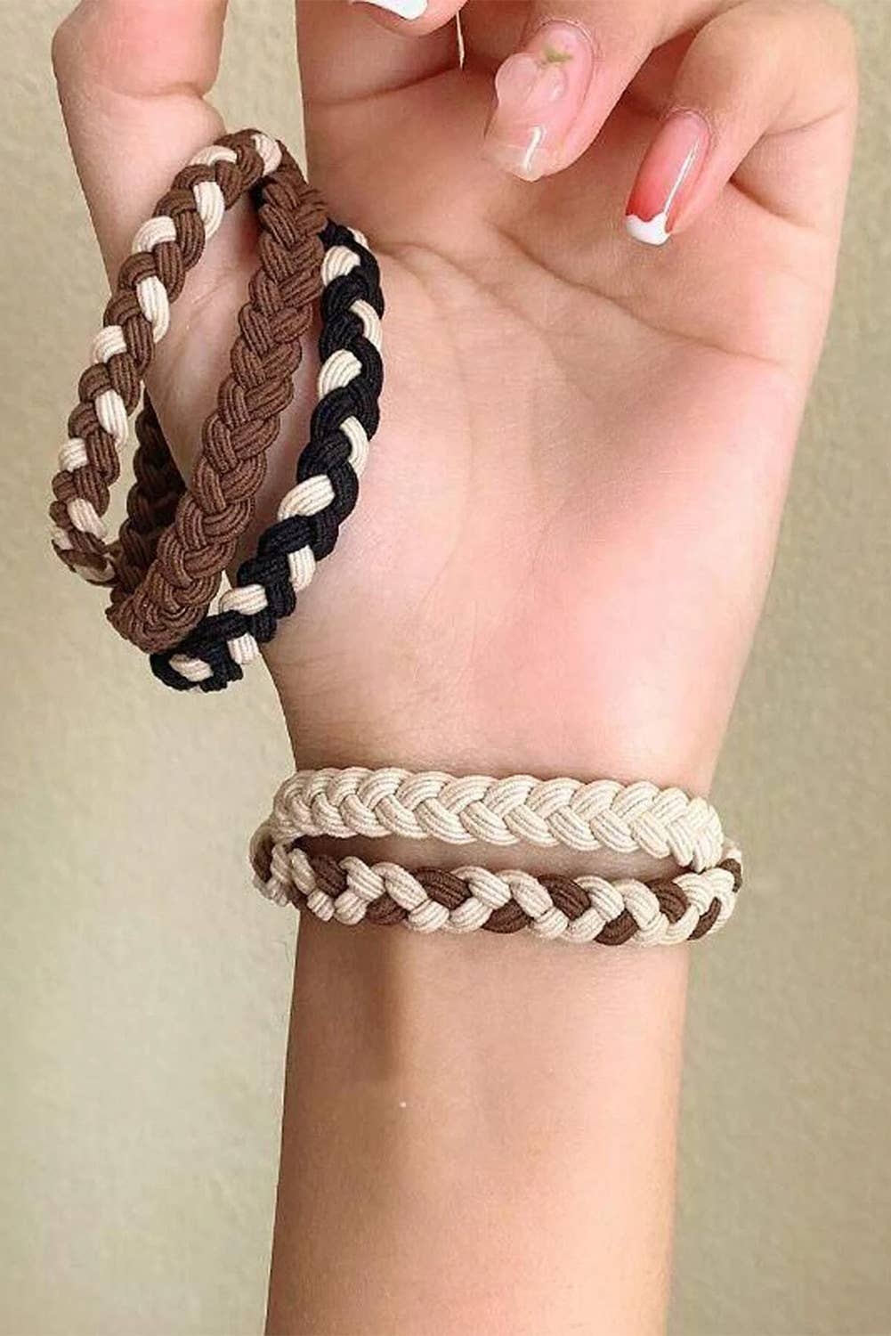 LDC 5pcs Smile Face Decor Braided Hair Ties