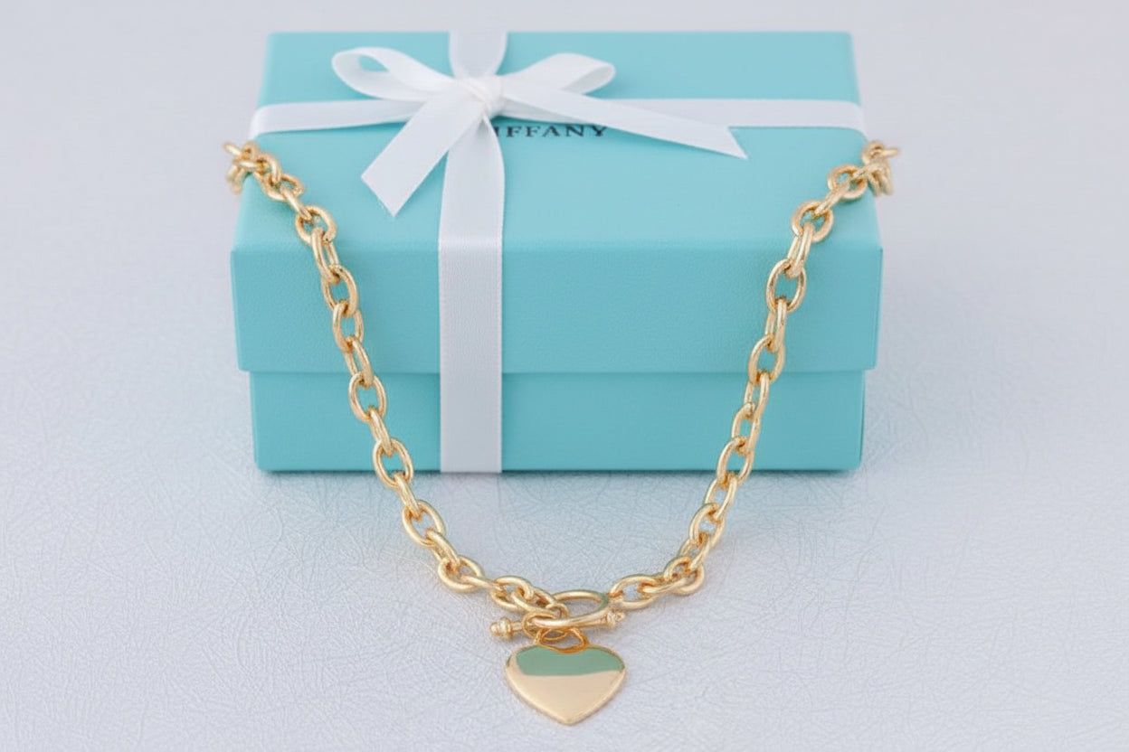 Tiffany 18" Heart Tag Necklace-Gold