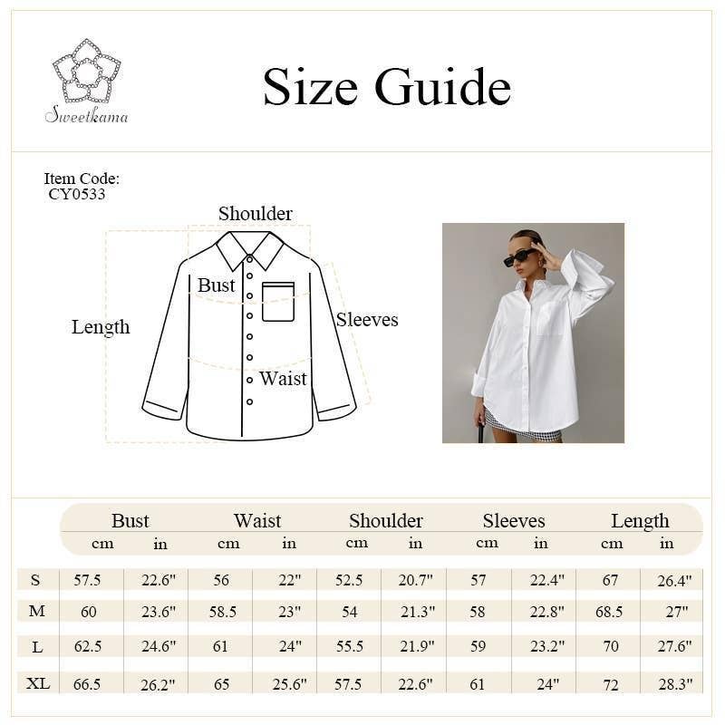 SWEETKAMA White Lapel Collar Botton Down Shirt CY0533