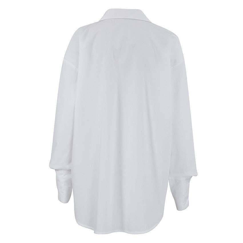 SWEETKAMA White Lapel Collar Botton Down Shirt CY0533