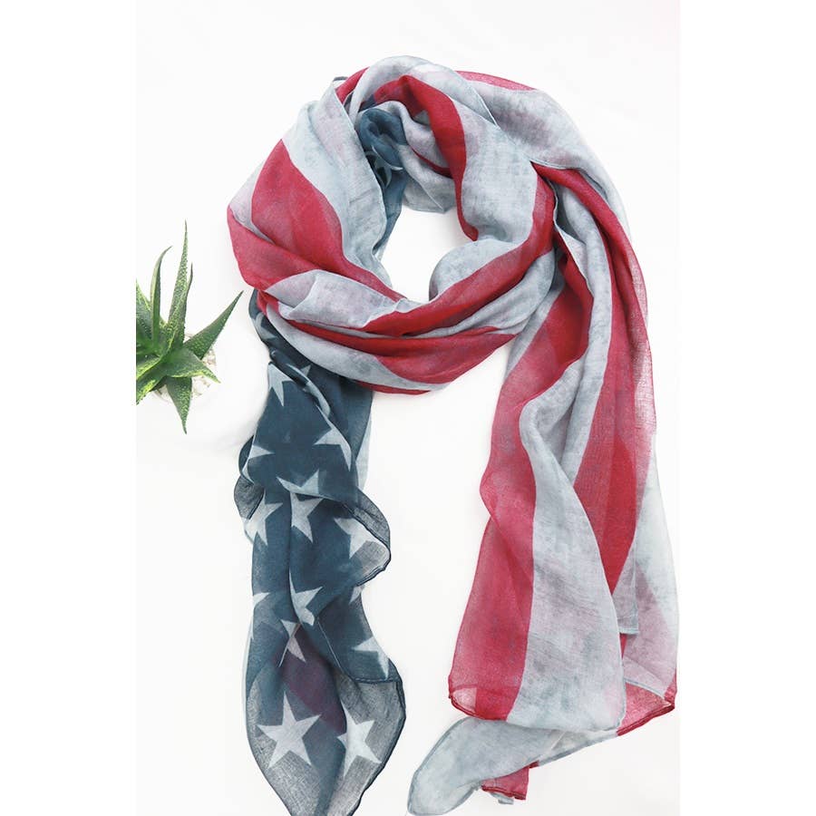 American flag patterned scarf on a white background