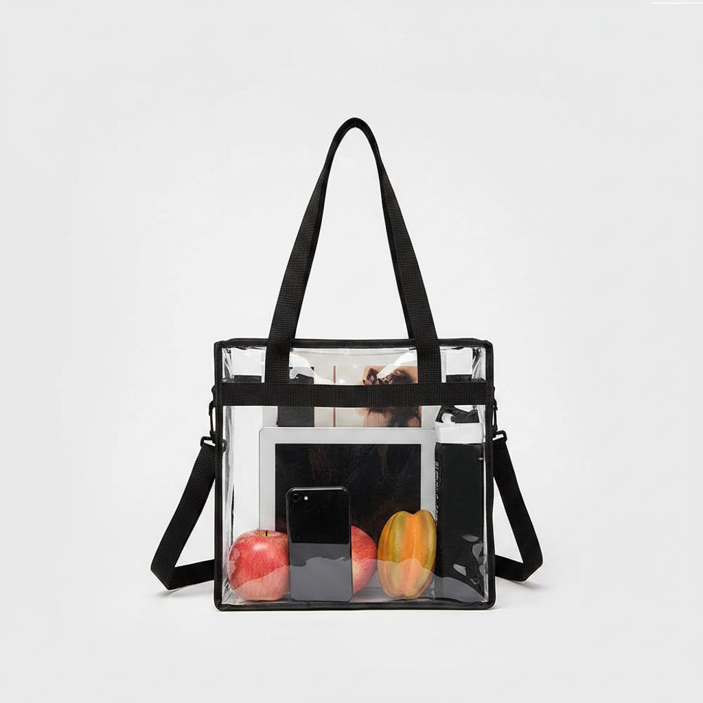 Clear Tote Bag Stadium Approved - Handles,Zipper Closure.