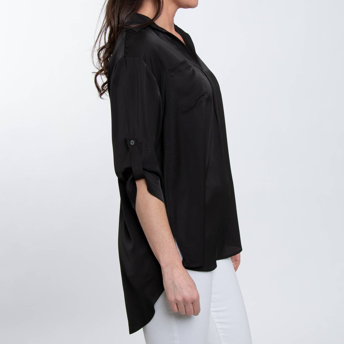 Blouse Top Amaris Collared Relaxed Fit Half Sleeve V-Neck