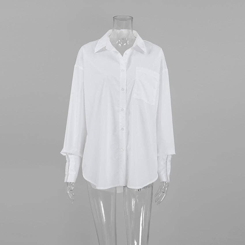 SWEETKAMA White Lapel Collar Botton Down Shirt CY0533