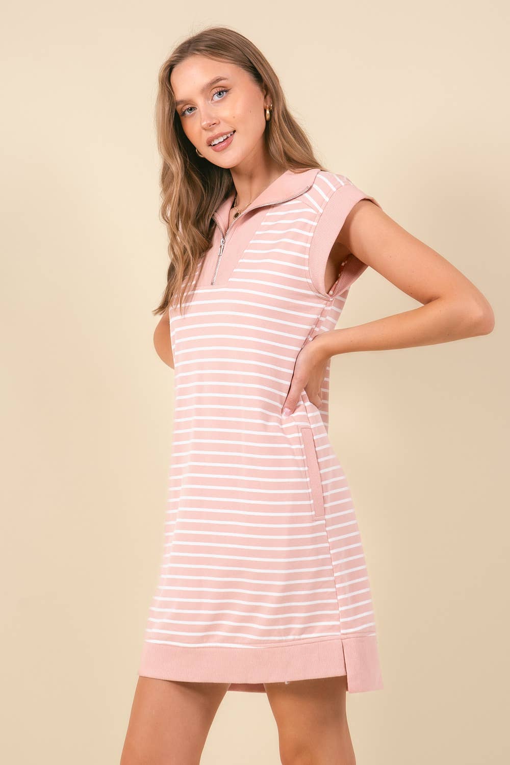 Striped Mini Dress with Pockets