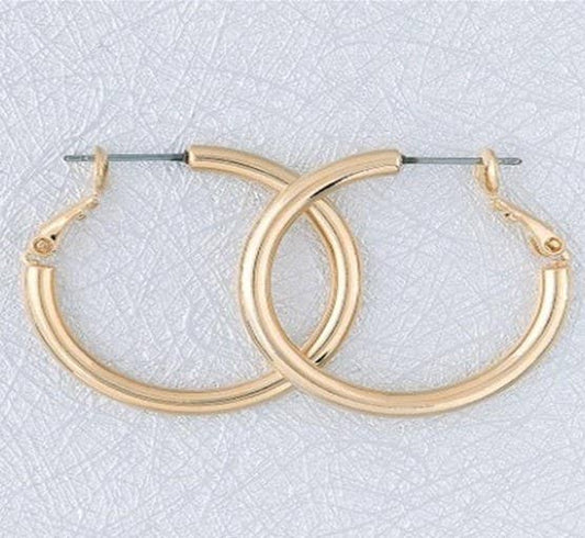 Large Tubular hoop earrings-Gold