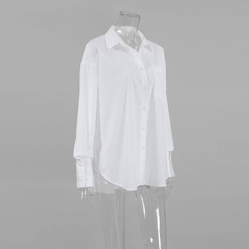 SWEETKAMA White Lapel Collar Botton Down Shirt CY0533