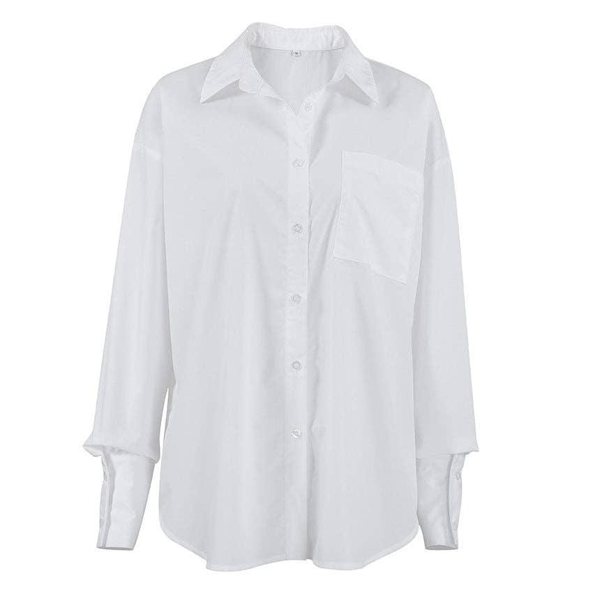 SWEETKAMA White Lapel Collar Botton Down Shirt CY0533