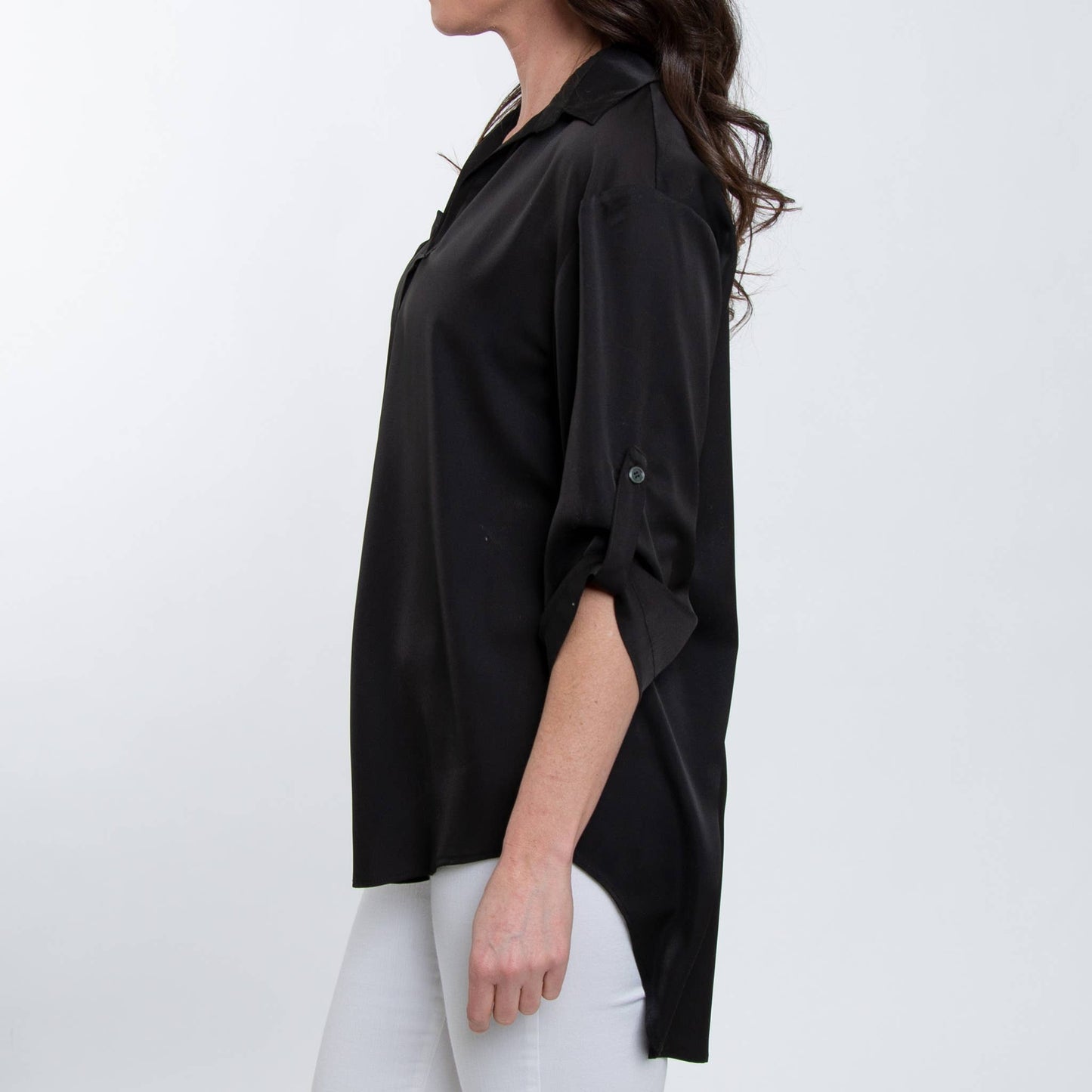 Blouse Top Amaris Collared Relaxed Fit Half Sleeve V-Neck