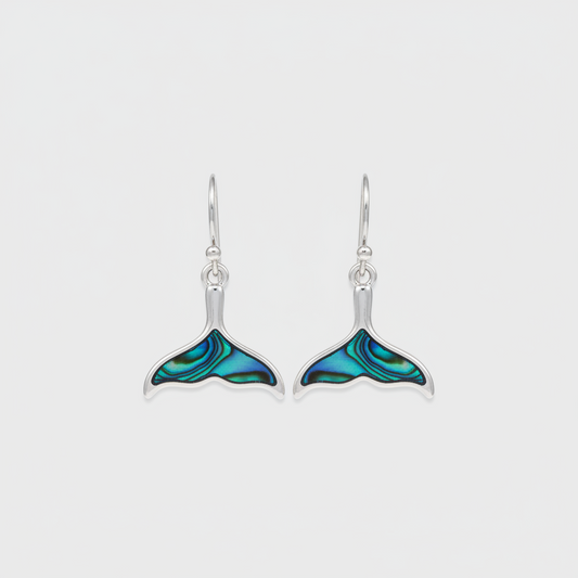 Abalone Blue Whale Tail Earrings Beach Jewelry