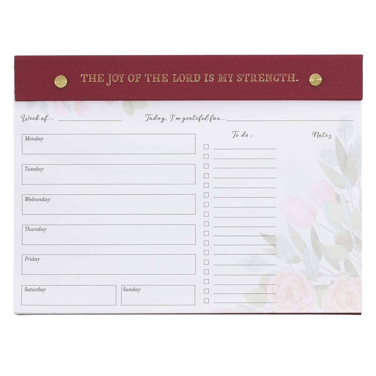 Undated Planner Pad Burgundy Joy of the Lord