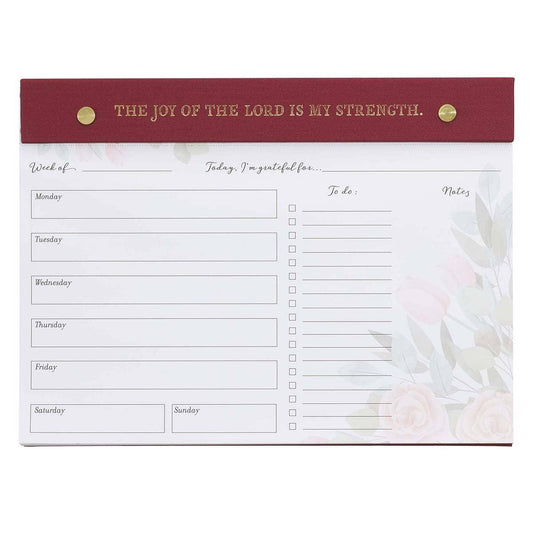 Undated Planner Pad Burgundy Joy of the Lord