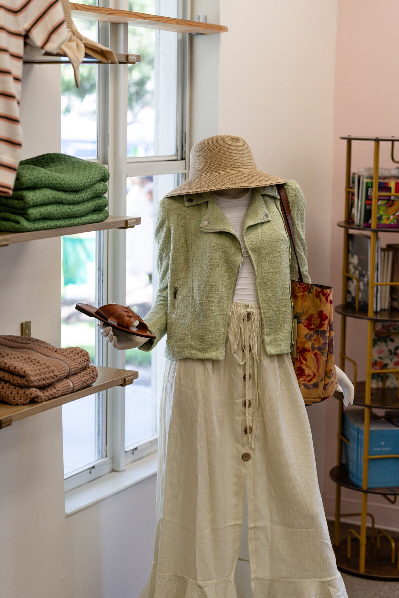 Apricot Drawstring Waist Button Split Skirt