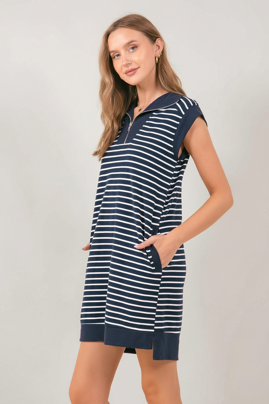 Striped Mini Dress with Pockets