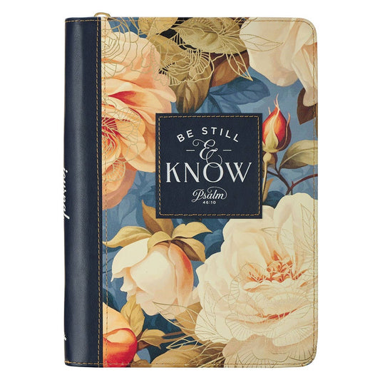 Journal Classic Zip Navy Be Still Ps. 46:10 New