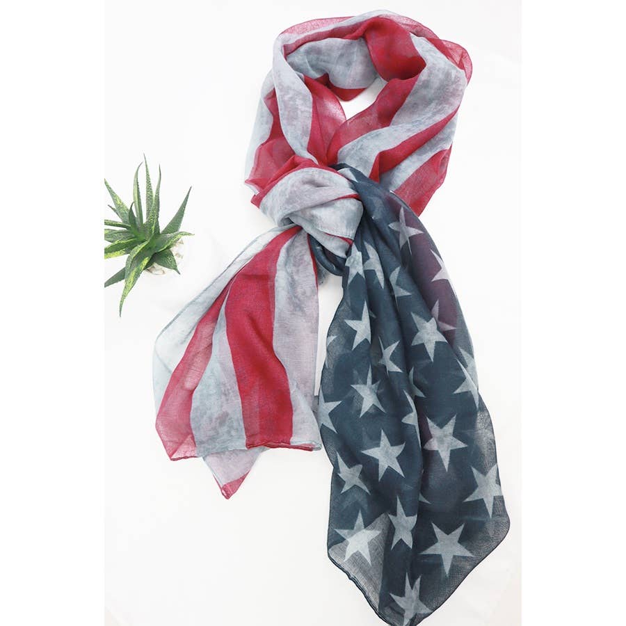 American flag patterned scarf on a white background
