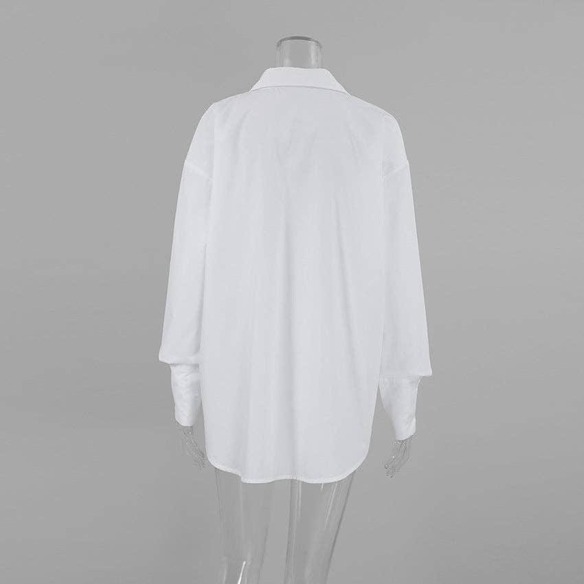 SWEETKAMA White Lapel Collar Botton Down Shirt CY0533