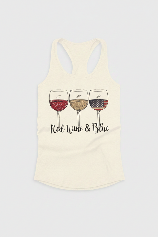 Red Wine & Blue, Fourth of July, Women Fit Fitted Racerback Tank Top
