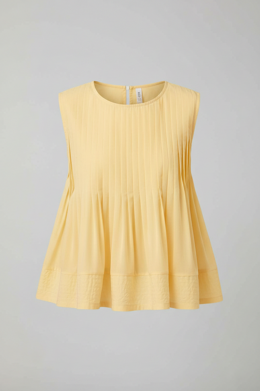 Ladies Solid Color Pleated Sleeveless Tank Top
