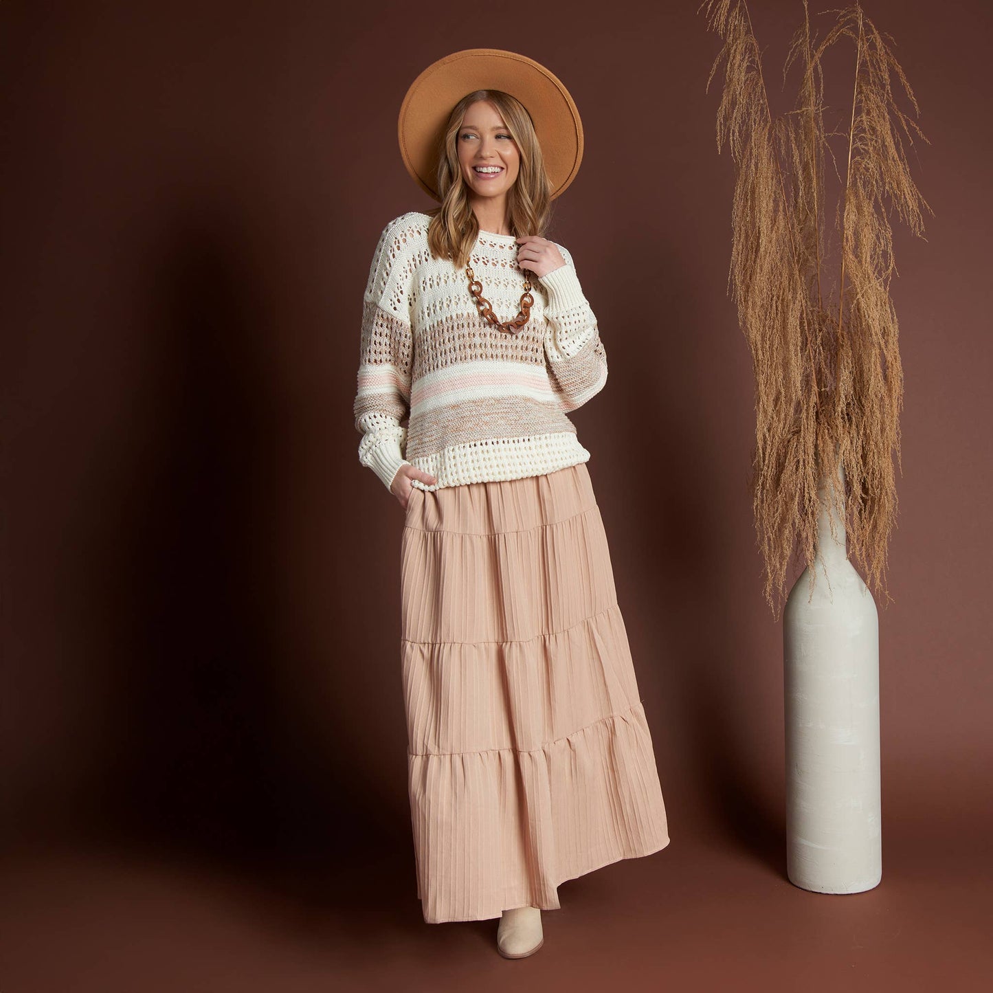 Rosewater Maxi Skirt with Pockets