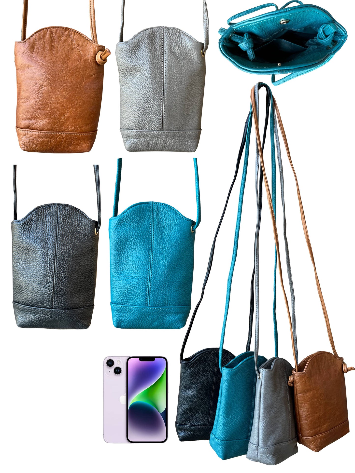 Cowhide leather small crossbody for phone