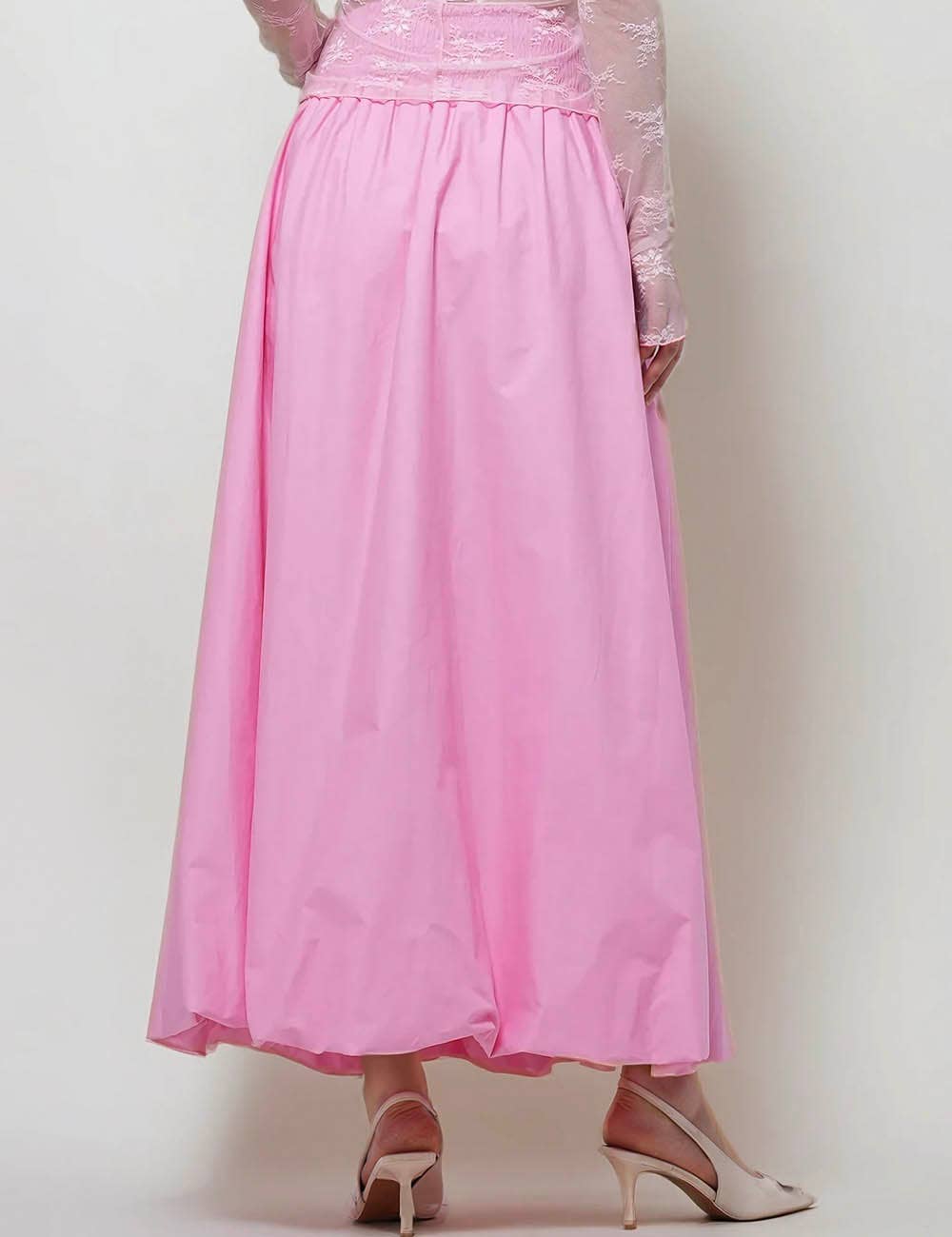 Ladies Solid Color Wide Waistband Skirt