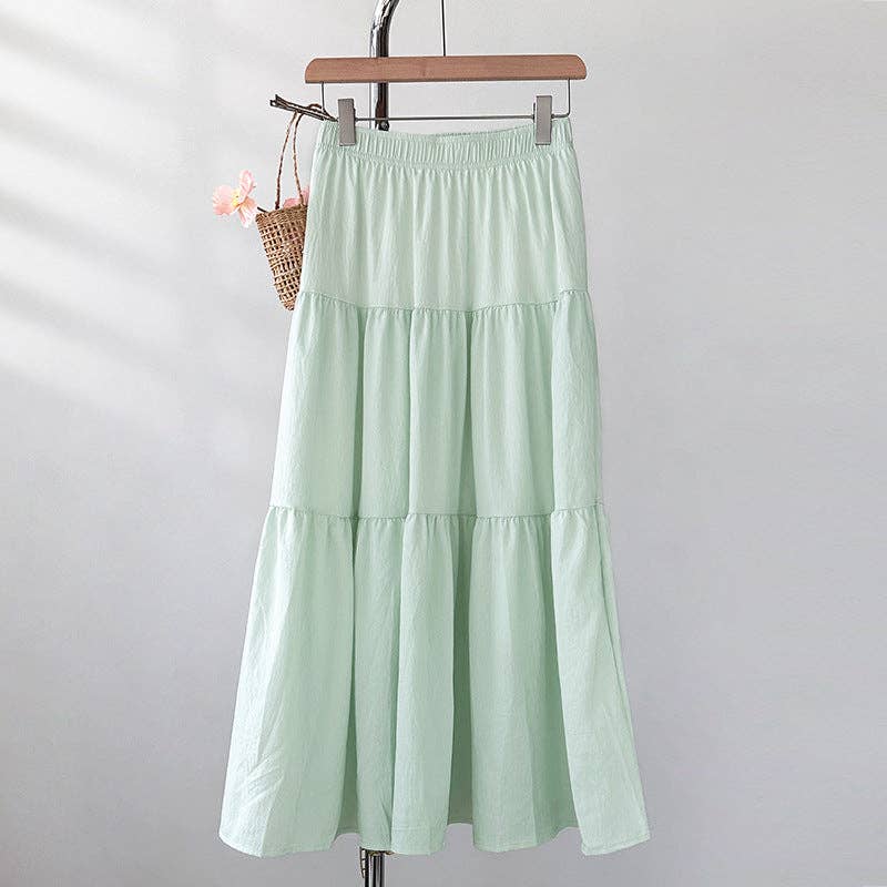 Solid Color Long Skirt