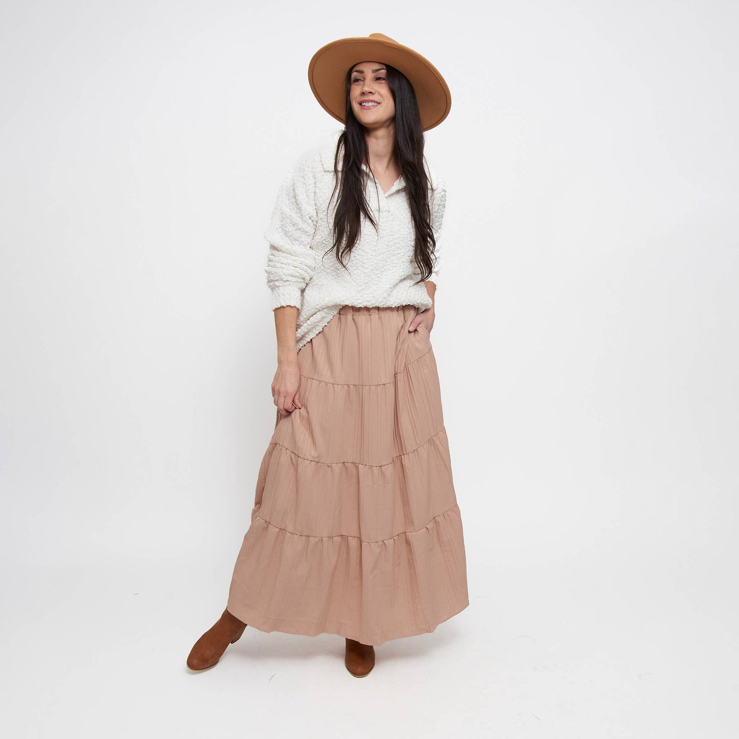 Rosewater Maxi Skirt with Pockets