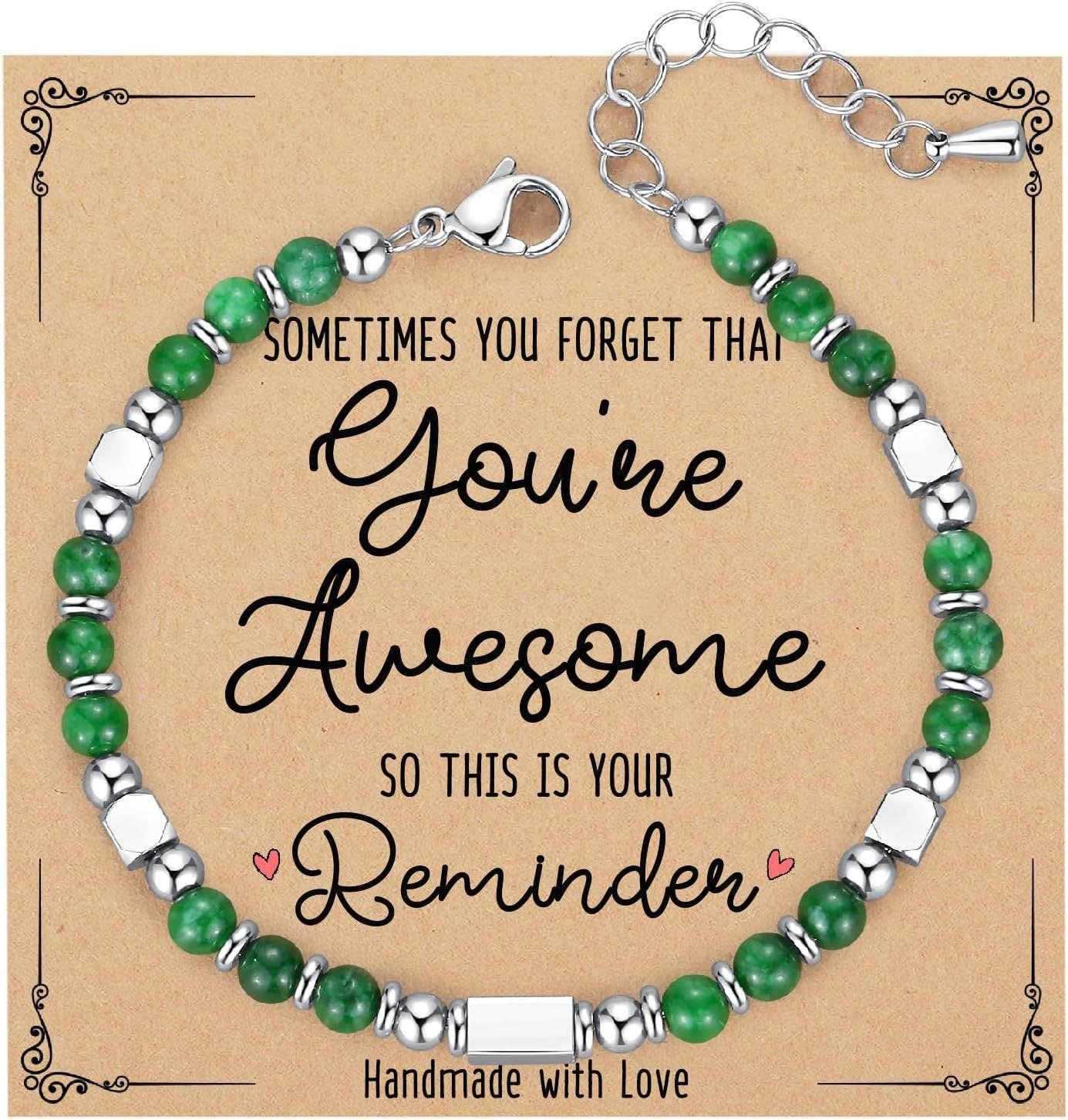 4mm Stone & Stainless Steel Bead Bracelet| Blessing Card -CS: Tiger Eye Bracelet  & Awesome