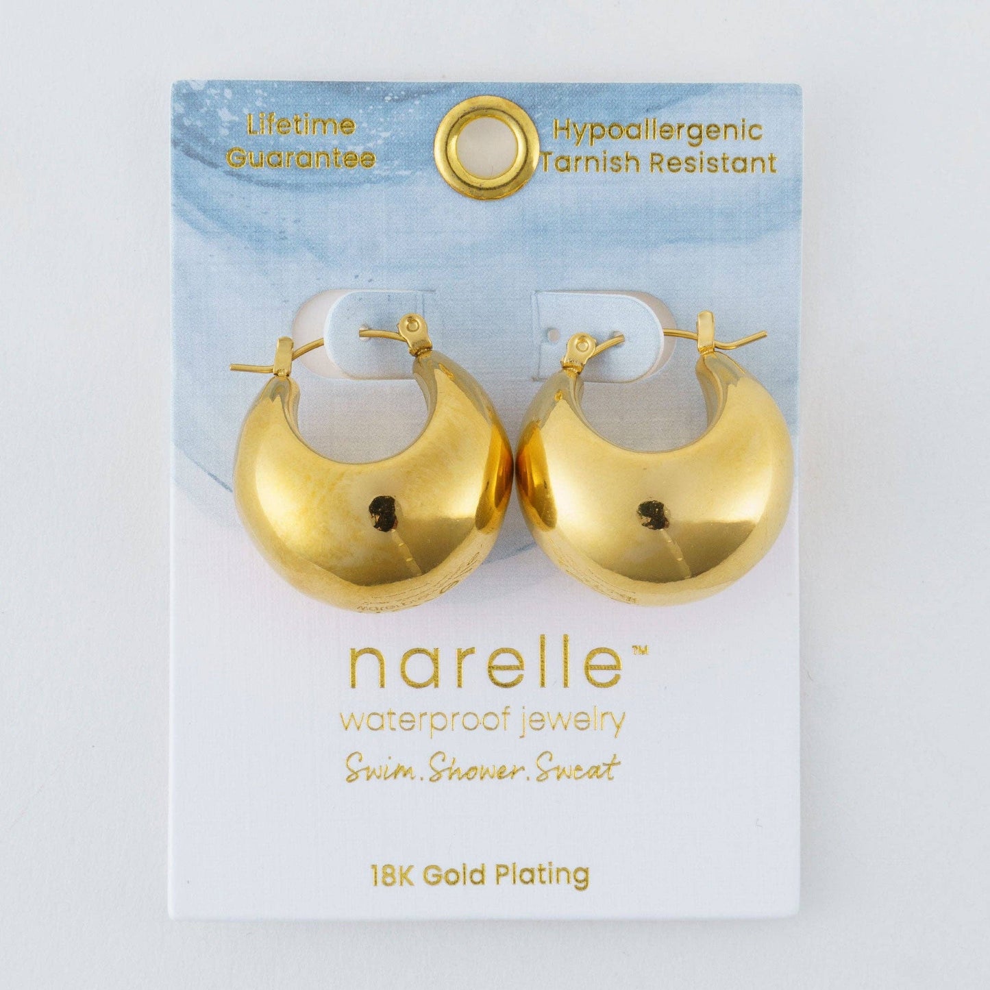 Narelle Waterproof Bowl Hoop Earrings: Silver