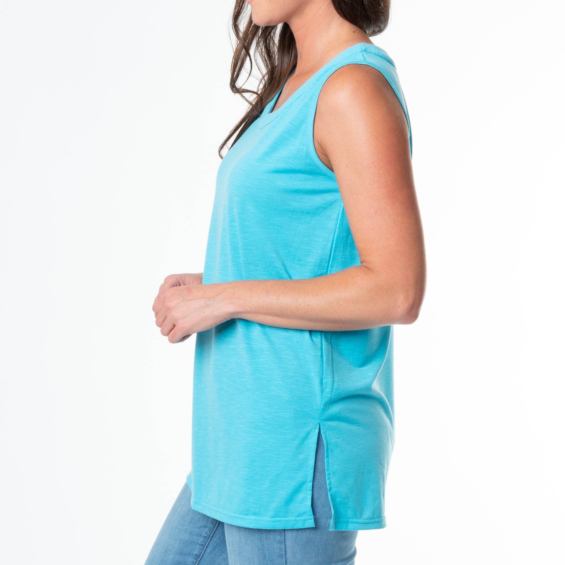 Teal cotton tank top