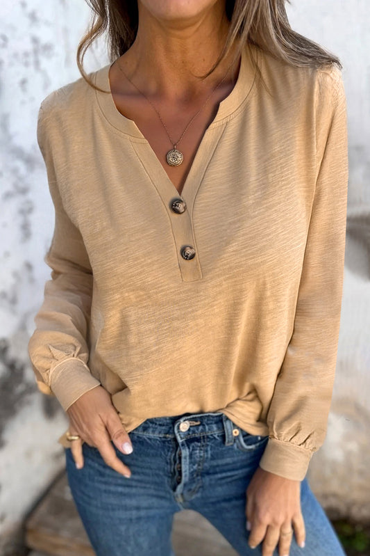 Beige V Neck Top