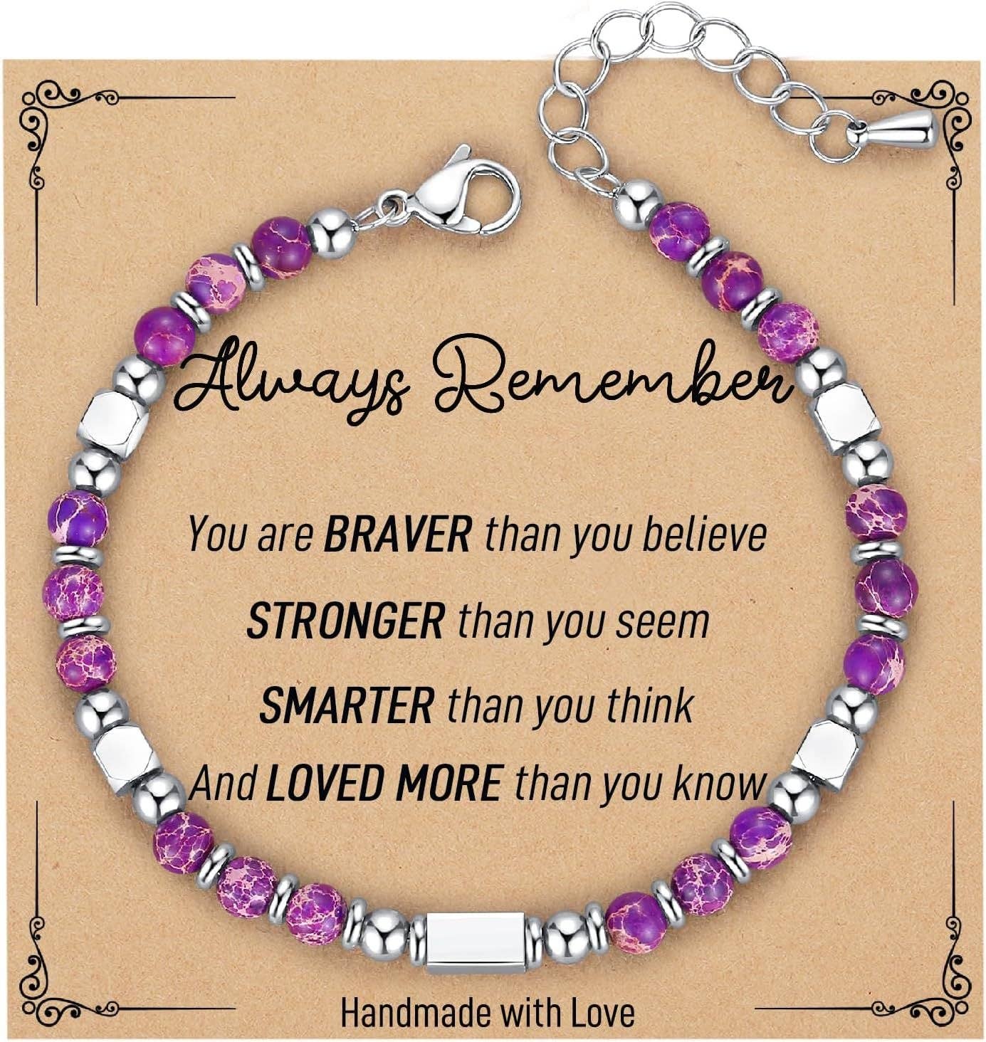 4mm Stone & Stainless Steel Bead Bracelet| Blessing Card -CS: Red Crystal Bracelet & Awesome