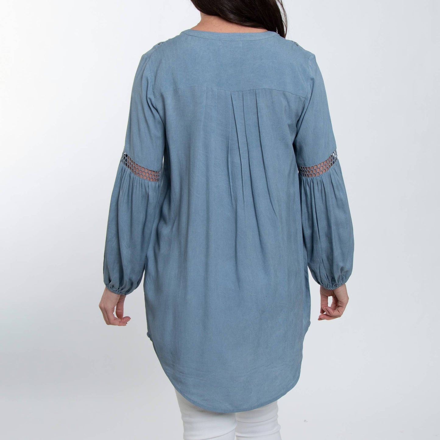 Oakley V-Neck Long Sleeve Lace Trim Tunic Shirt