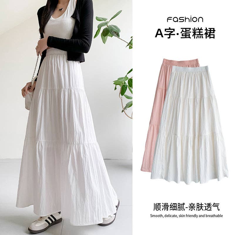 Solid Color Long Skirt