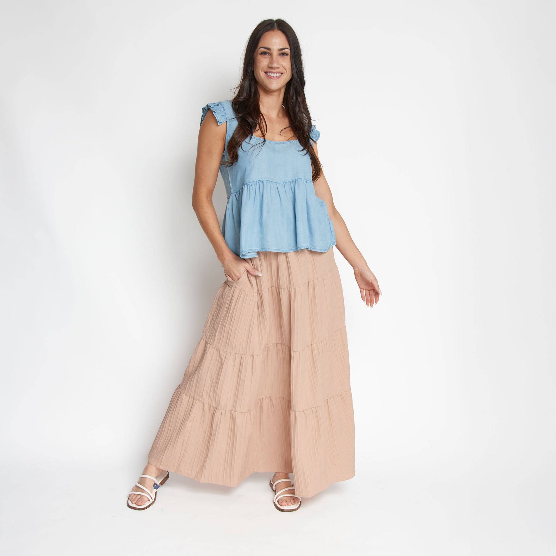 Rosewater Maxi Skirt with Pockets