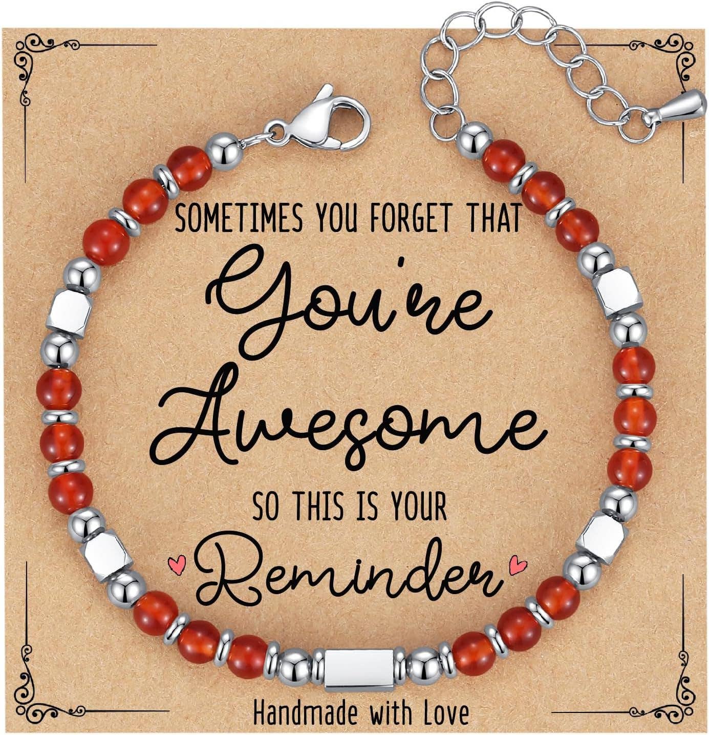 4mm Stone & Stainless Steel Bead Bracelet| Blessing Card -CS: Tiger Eye Bracelet  & Awesome