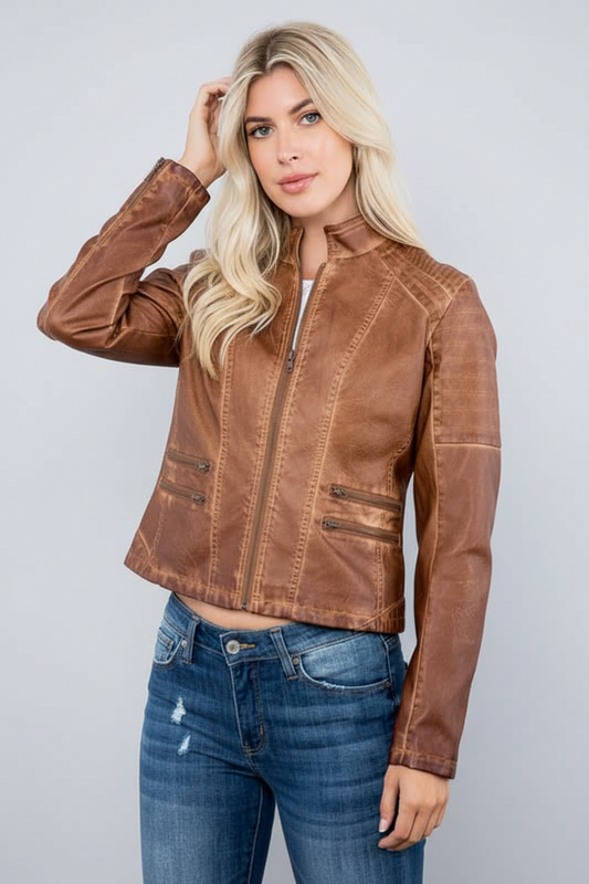 Garment Dye Double Zipper Pocket Jacket