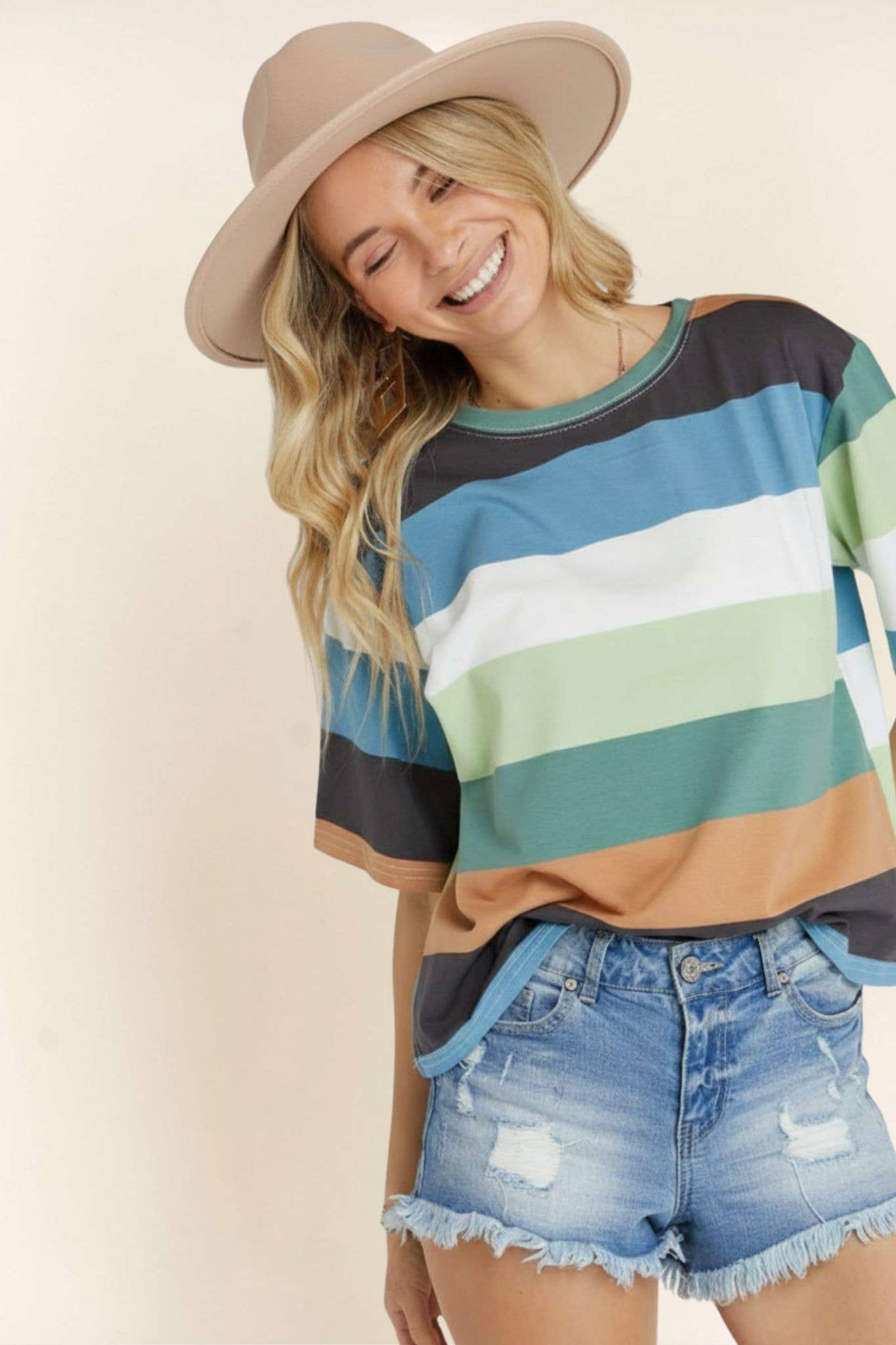 Multi Color Stripe Cotton Top