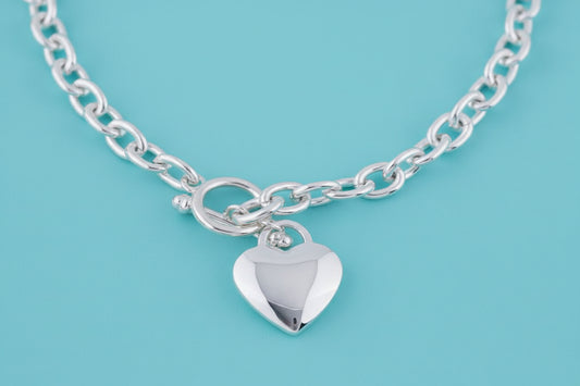 Tiffany 18" Heart Tag Necklace-Silver
