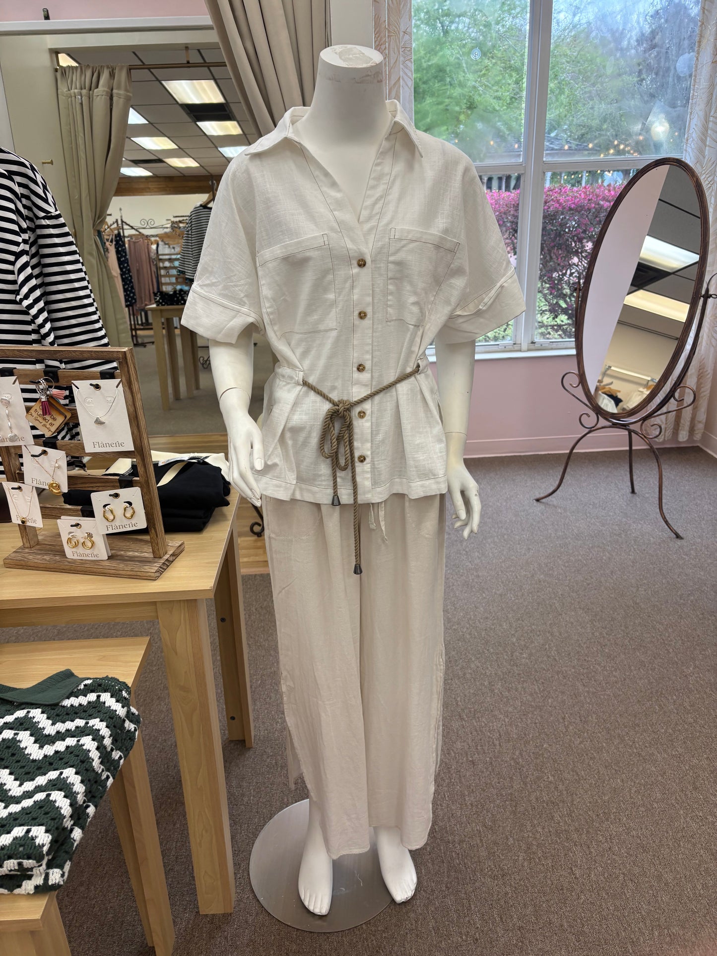 Cotton Linen Drawstring Shirt