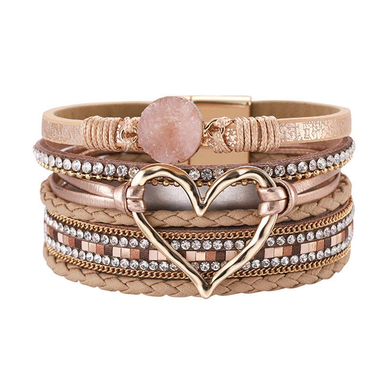 Multi-Layer Heart Charm Bangle Bracelets - BJ/LB: Blue