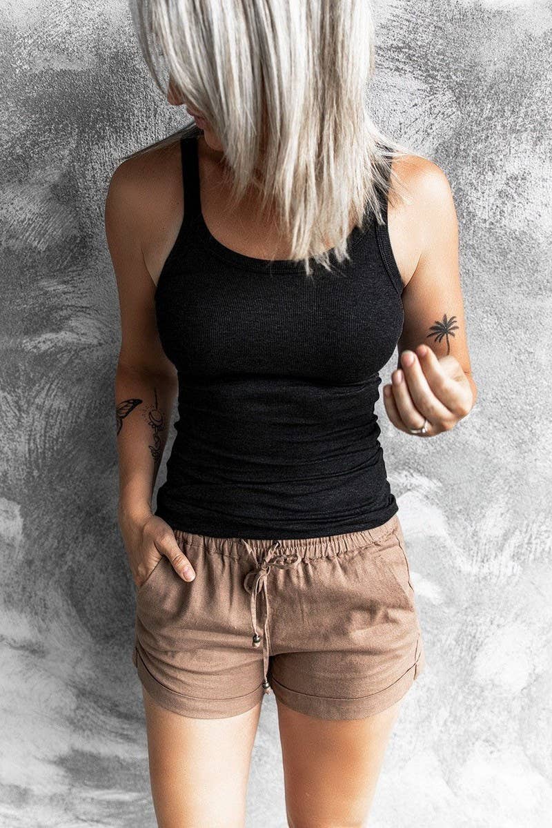 Round necked ribbed Tank Top