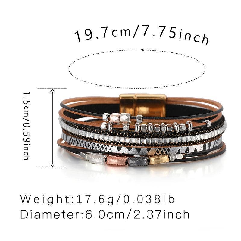 Bohemian Style Leather Multi-Layer Bracelet Bangle - BJ/LB: 2