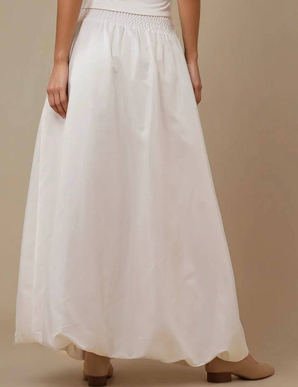 Ladies Solid Color Wide Waistband Skirt