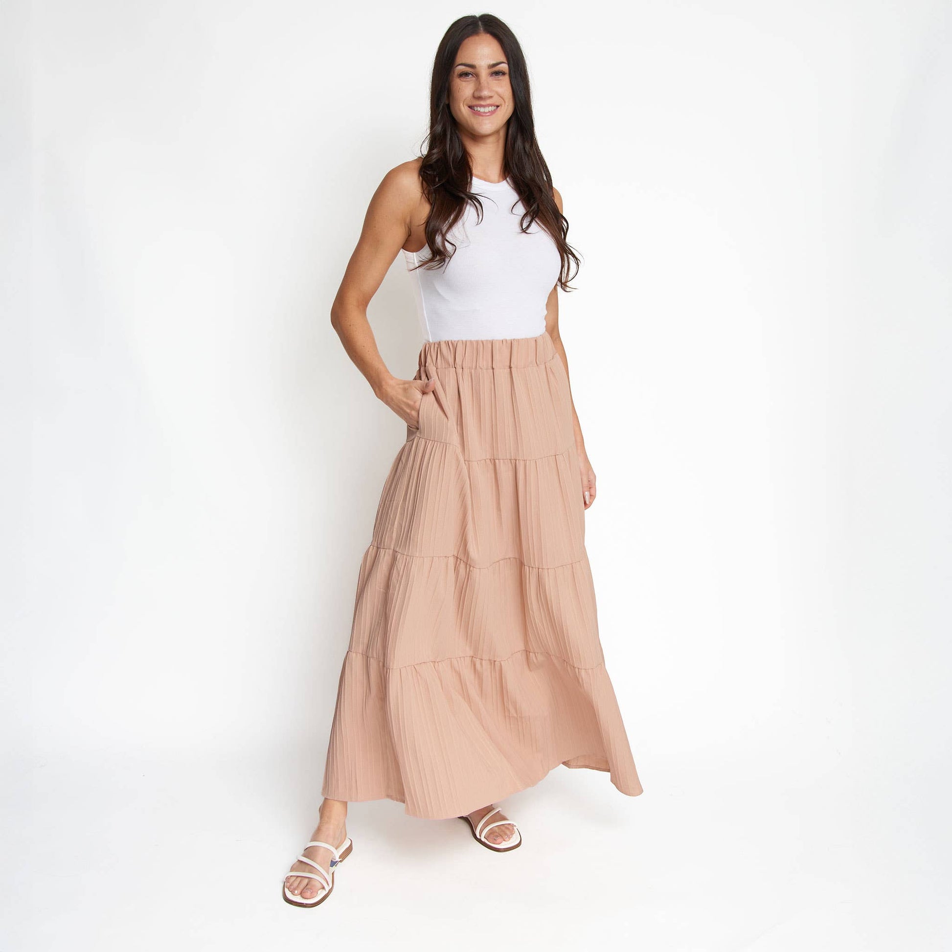 Rosewater Maxi Skirt with Pockets
