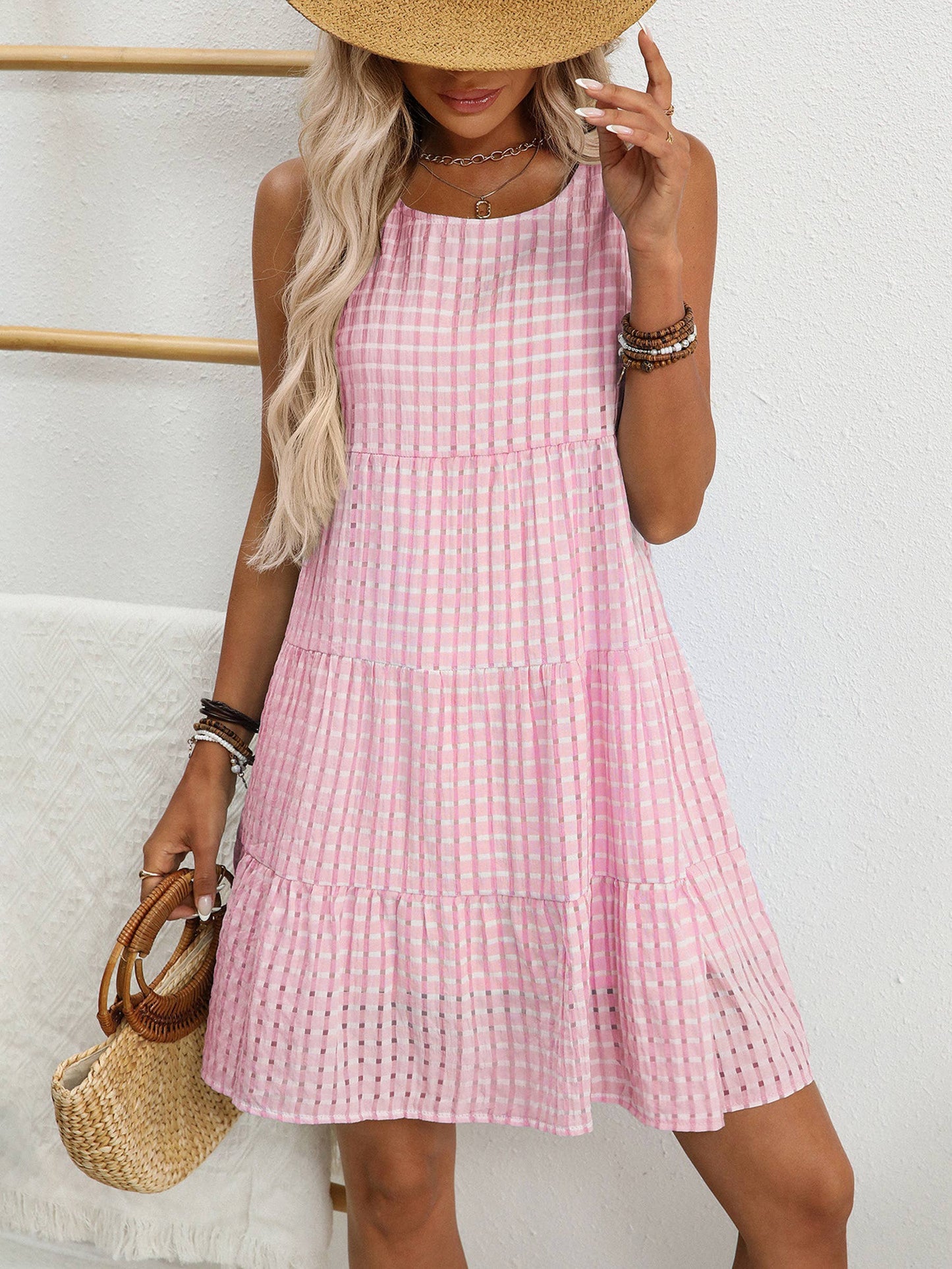 Sleeveless Plaid Dress